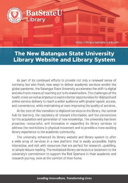 New BatStateu Library Website