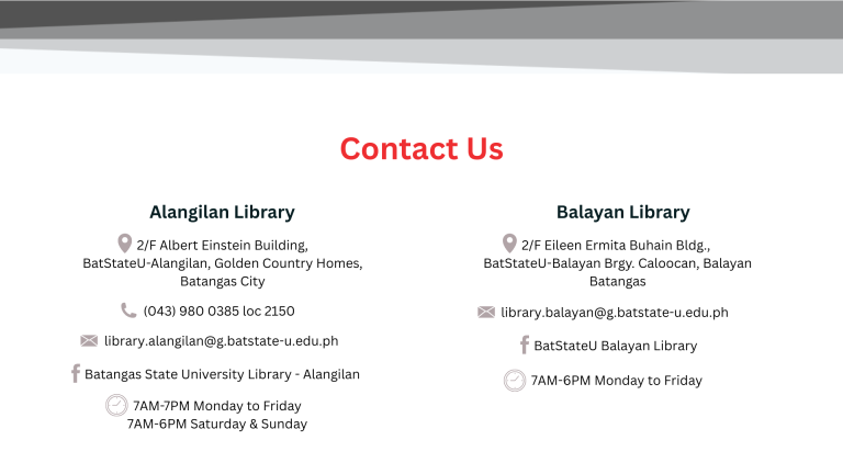 BatStateU Library Contact Information